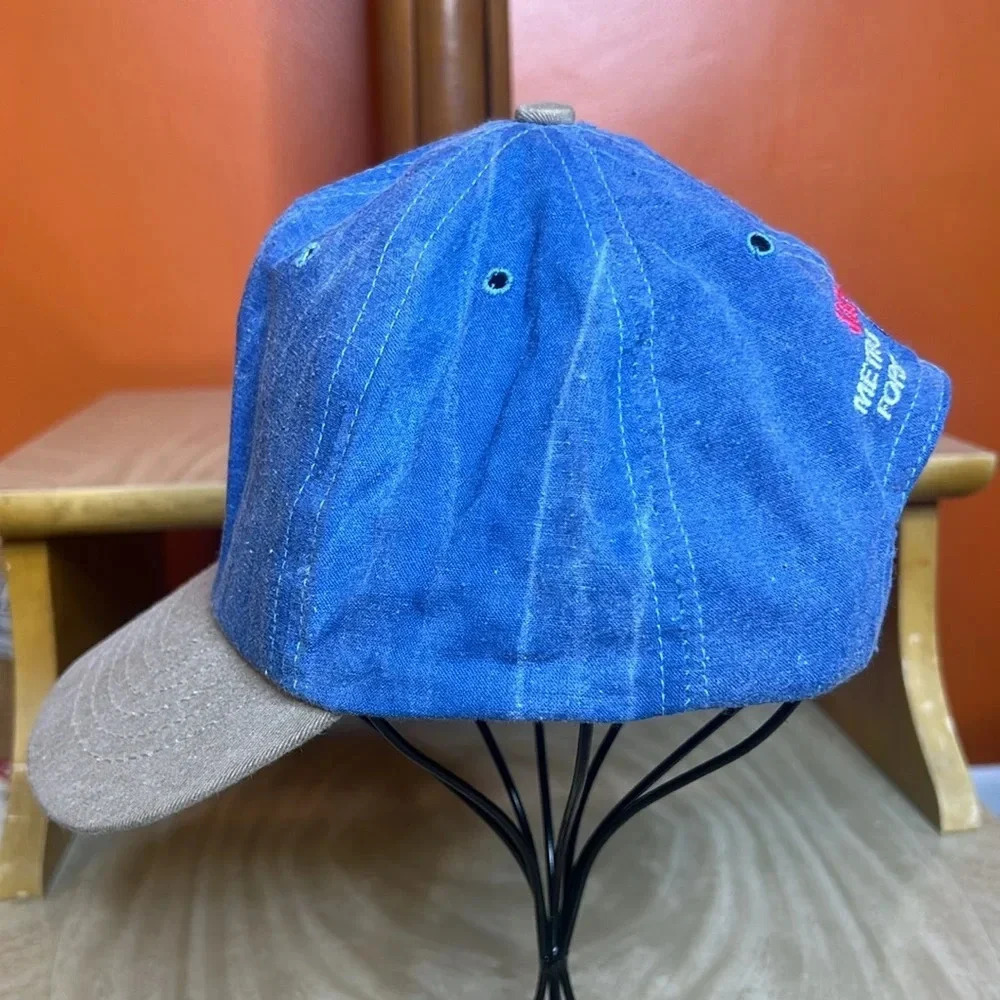 Vintage 90s Detroit Marathon Ford Snapback Hat Blue Denim Embroidered Cap USA - Picture 8 of 11